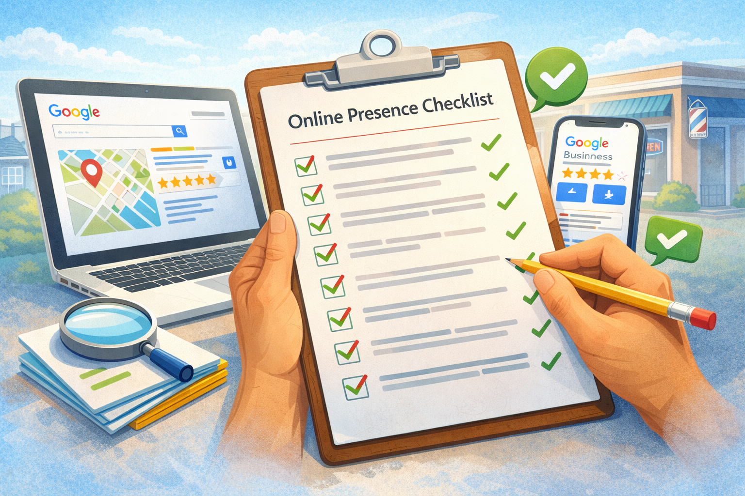 Business resources and checklist illustration