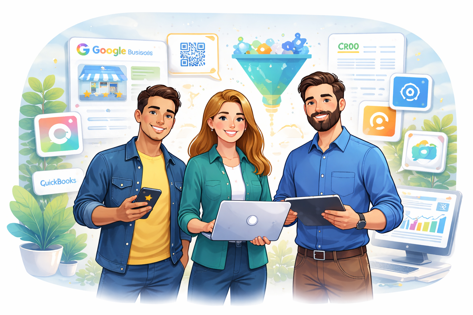 Business Data Screens Illustration